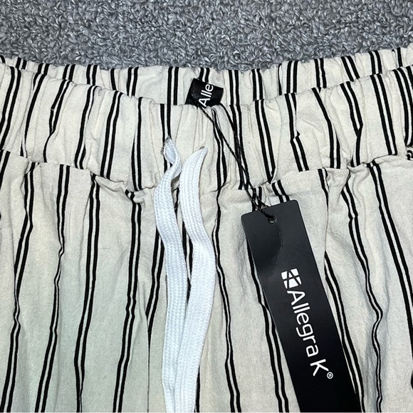 Allegra K Striped Drawstring Waist Wide Leg Pants Womens Size Large Beige NWT - Picture 3 of 11